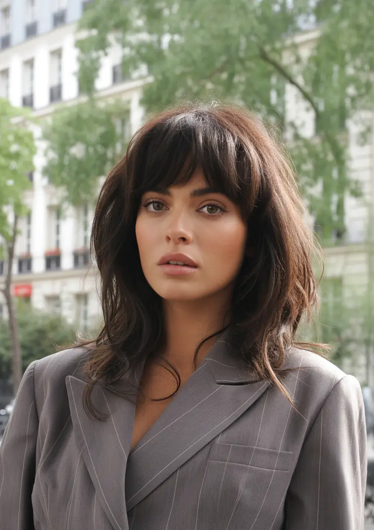 Flattering Oval-Face Haircuts to Try Midsummer Shag with Effortless Bangs