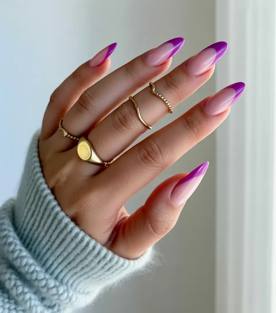 French Tip Nails with a Summer 2025 Twist - Vivid Violet French Tips