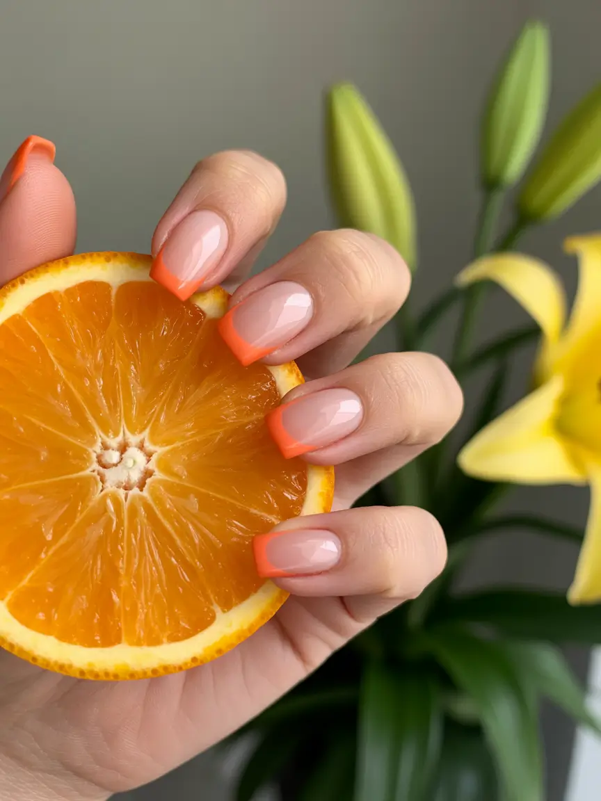 French Tip Nails with a Summer 2025 Twist - Sunny Citrus French Tips