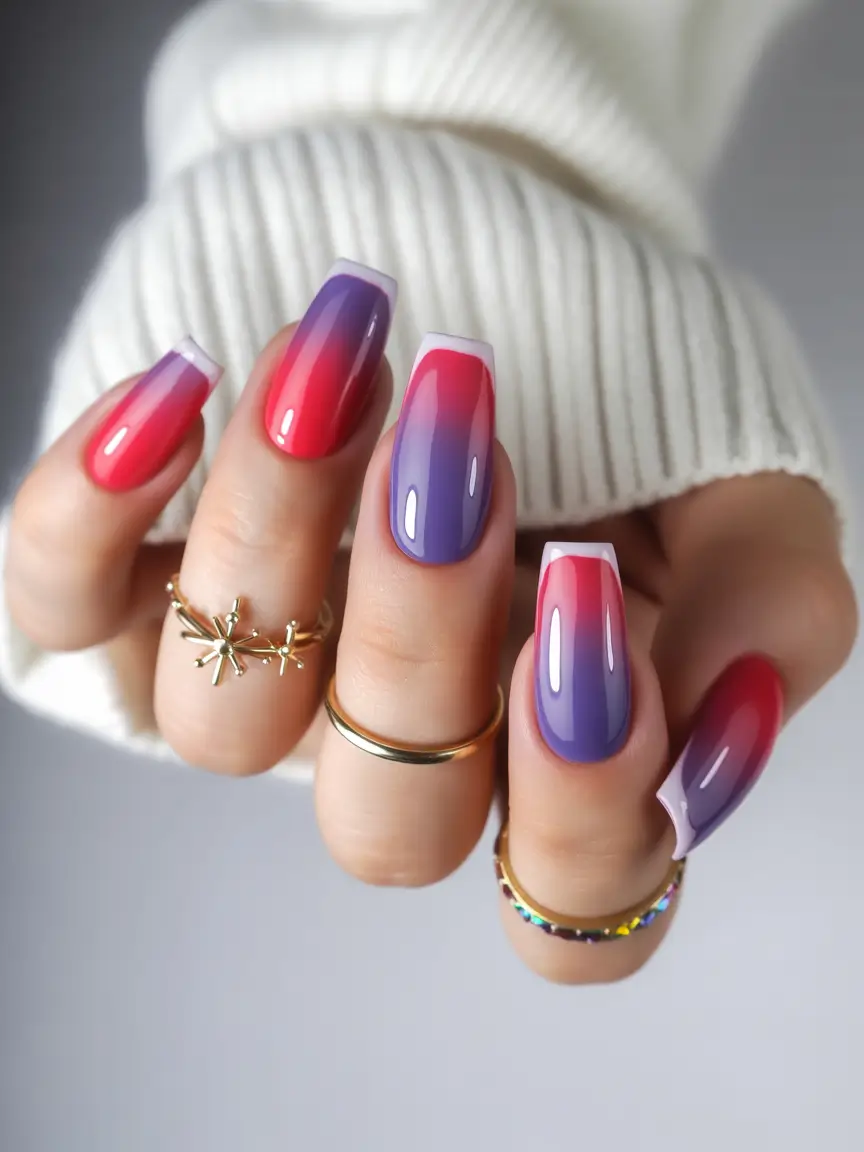 French Tip Nails with a Summer 2025 Twist - Gradient Sunset French Tips
