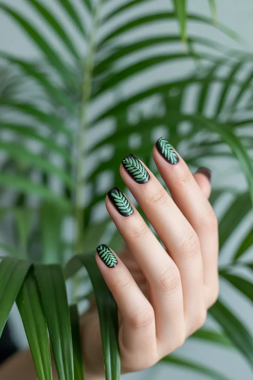 Fresh Green Nails for Summer 2025+Matte Jungle Leaf