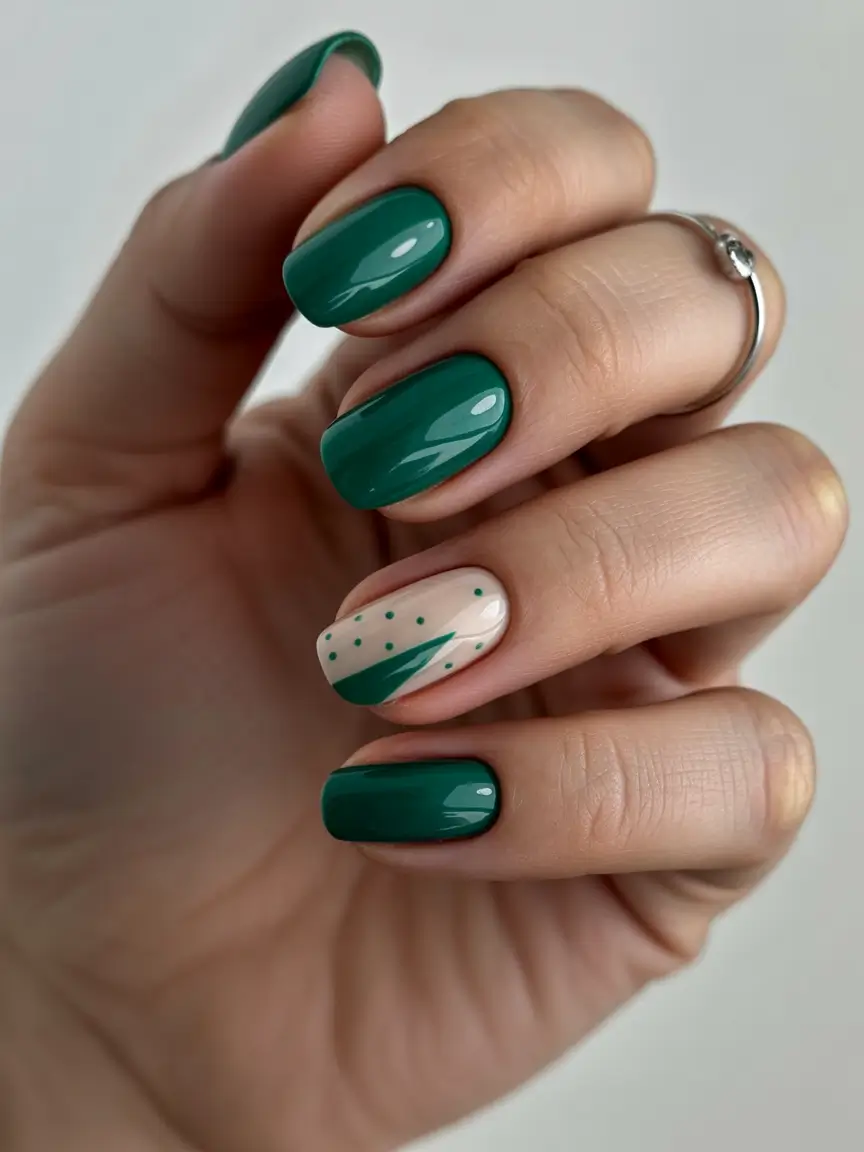 Fresh Green Nails for Summer 2025 Modern Forest Green with Minimalist Accent