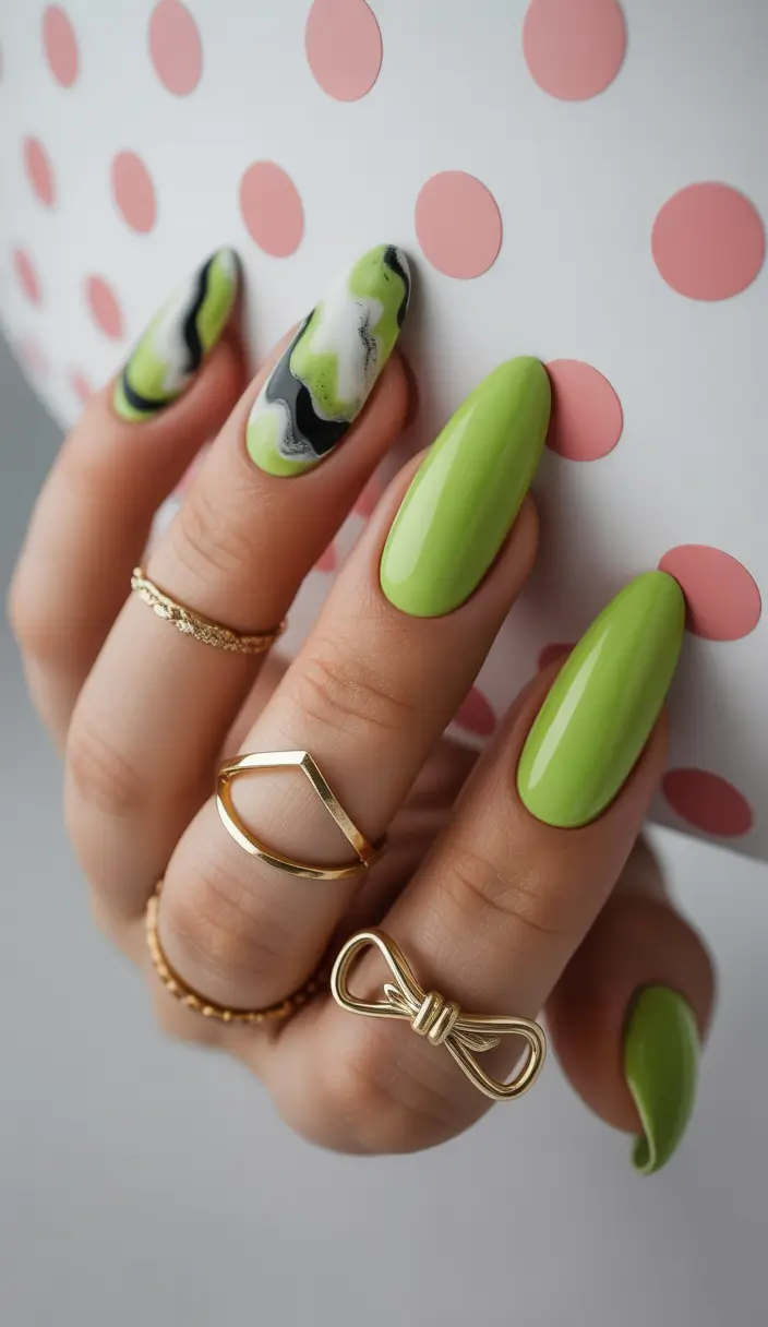 Fresh Green Nails for Summer 2025+Pastel Lime Meets Trippy Marble