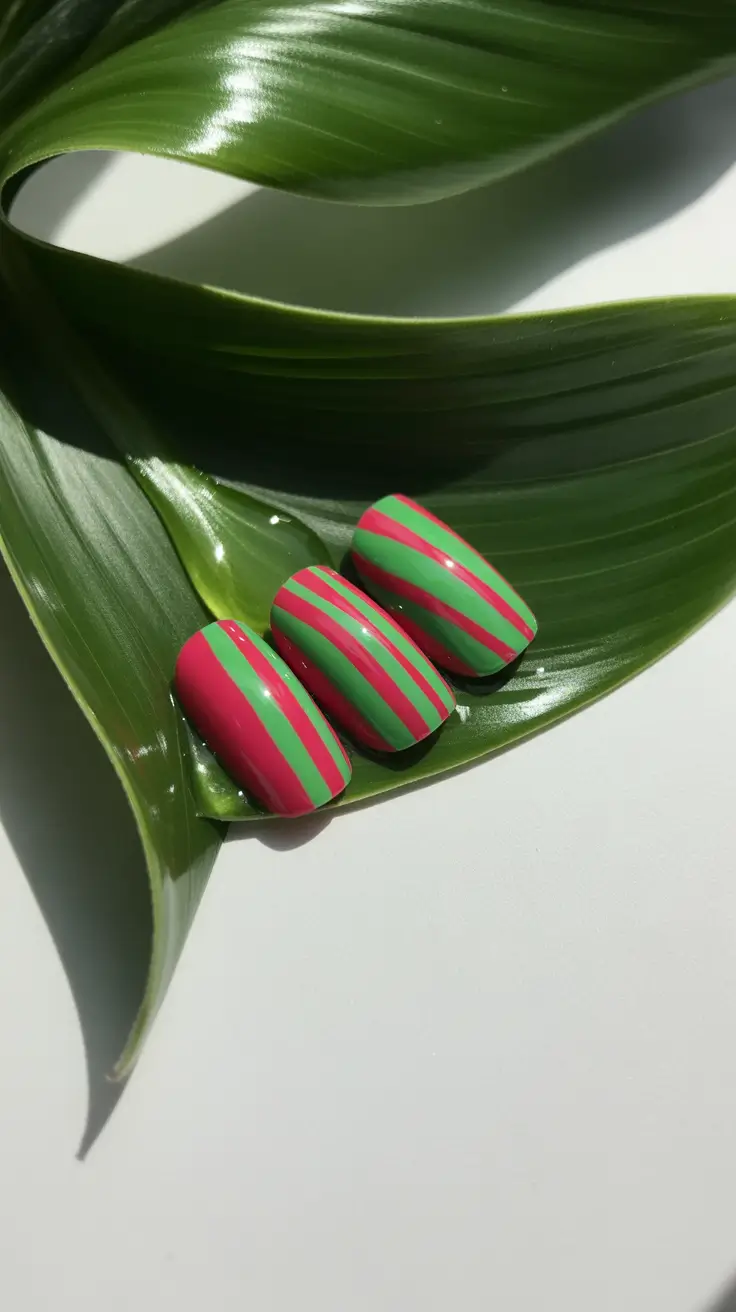Fresh Green Nails for Summer 2025+Striped Watermelon Pop