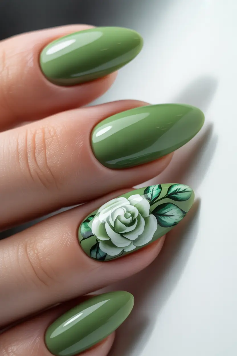 Fresh Green Nails for Summer 2025+Olive Garden Floral