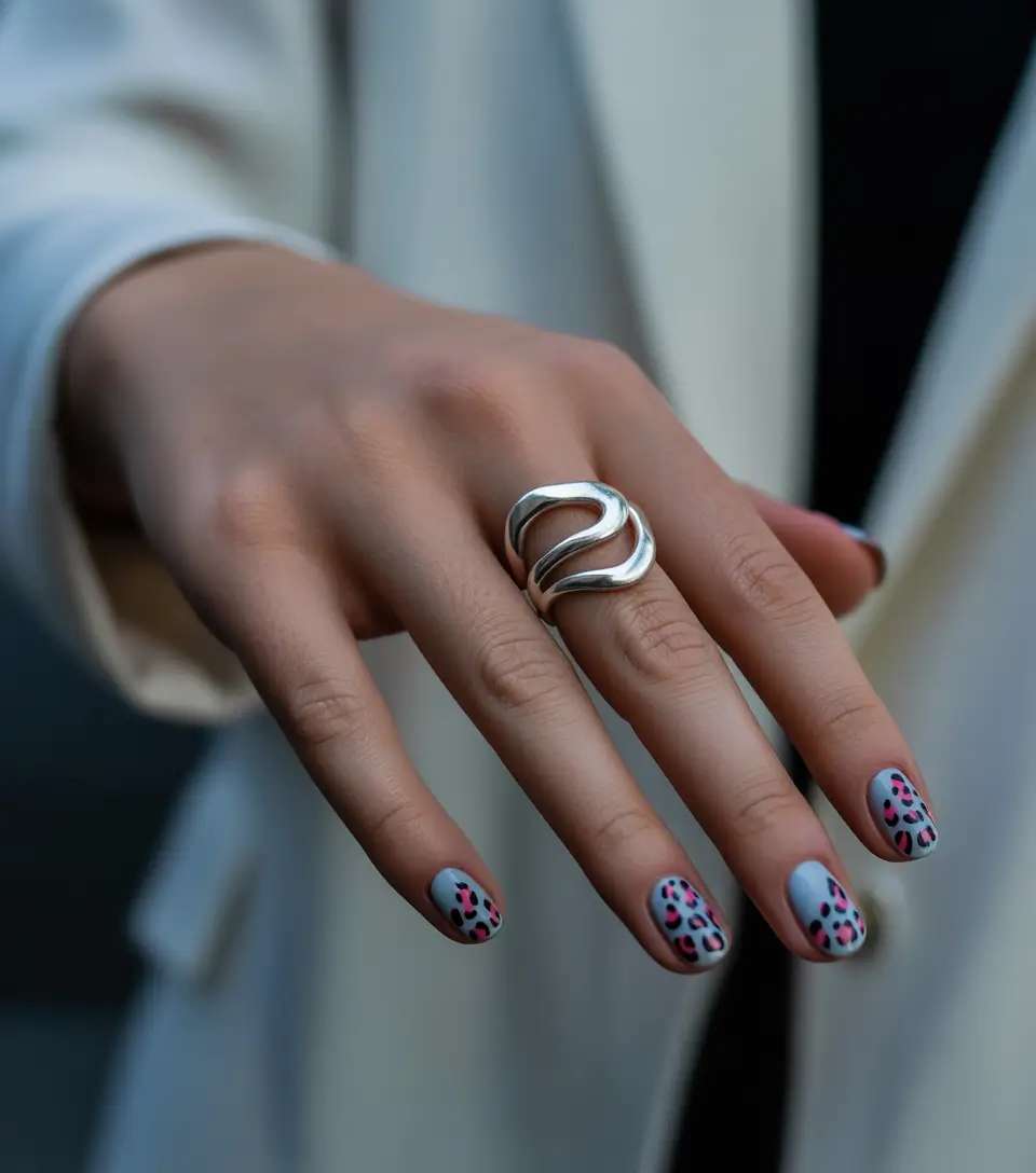 Fresh Nail Ideas to Try This May 2025 - Modern Leopard in Cool Tones
