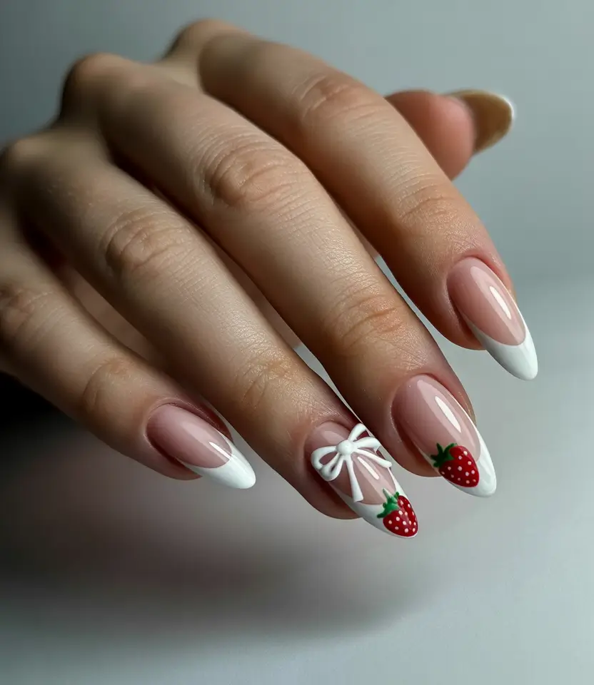 May 2025 Nail Designs, Strawberries and Bows