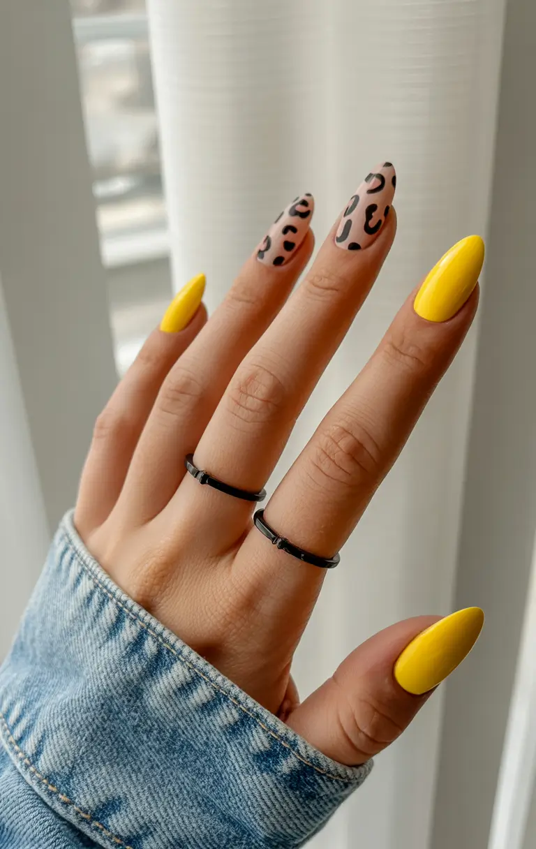 Fresh Nail Ideas to Try This May 2025 Animal Print Yellow