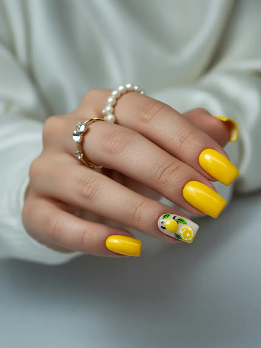 Nail Art/Inspiration for May 2025 – Zesty Lemon Pop