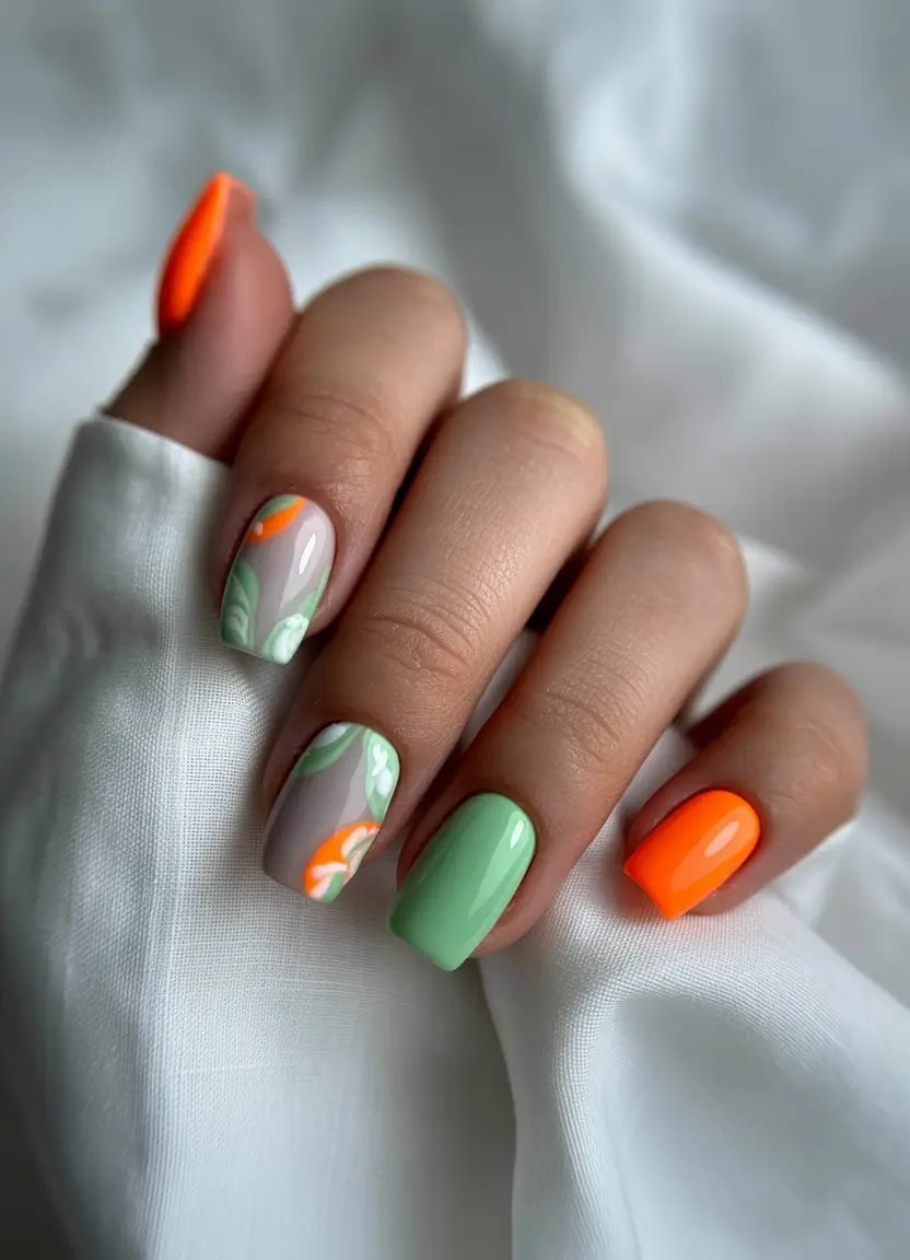 Fresh Nail Ideas to Try This May 2025 - Citrus and Mint Refresh