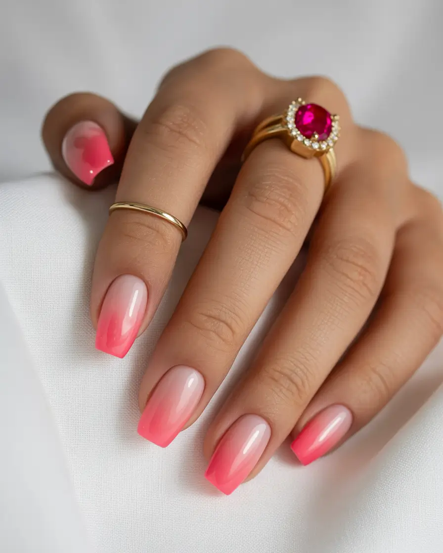 Fresh Nail Inspo for Summer 2025 Peachy Pink Fade