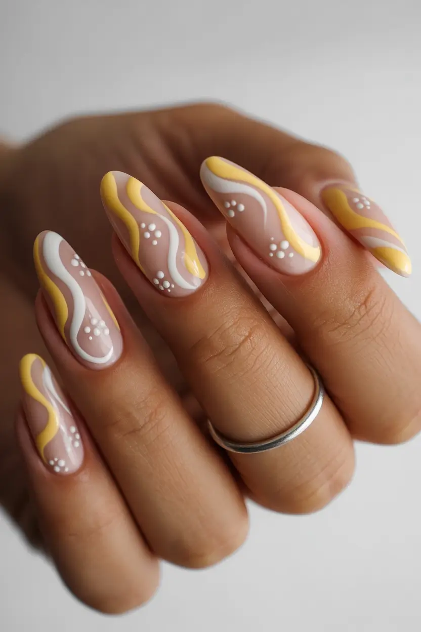 Fresh Nail Inspo for Summer 2025 Retro Citrus Swirl