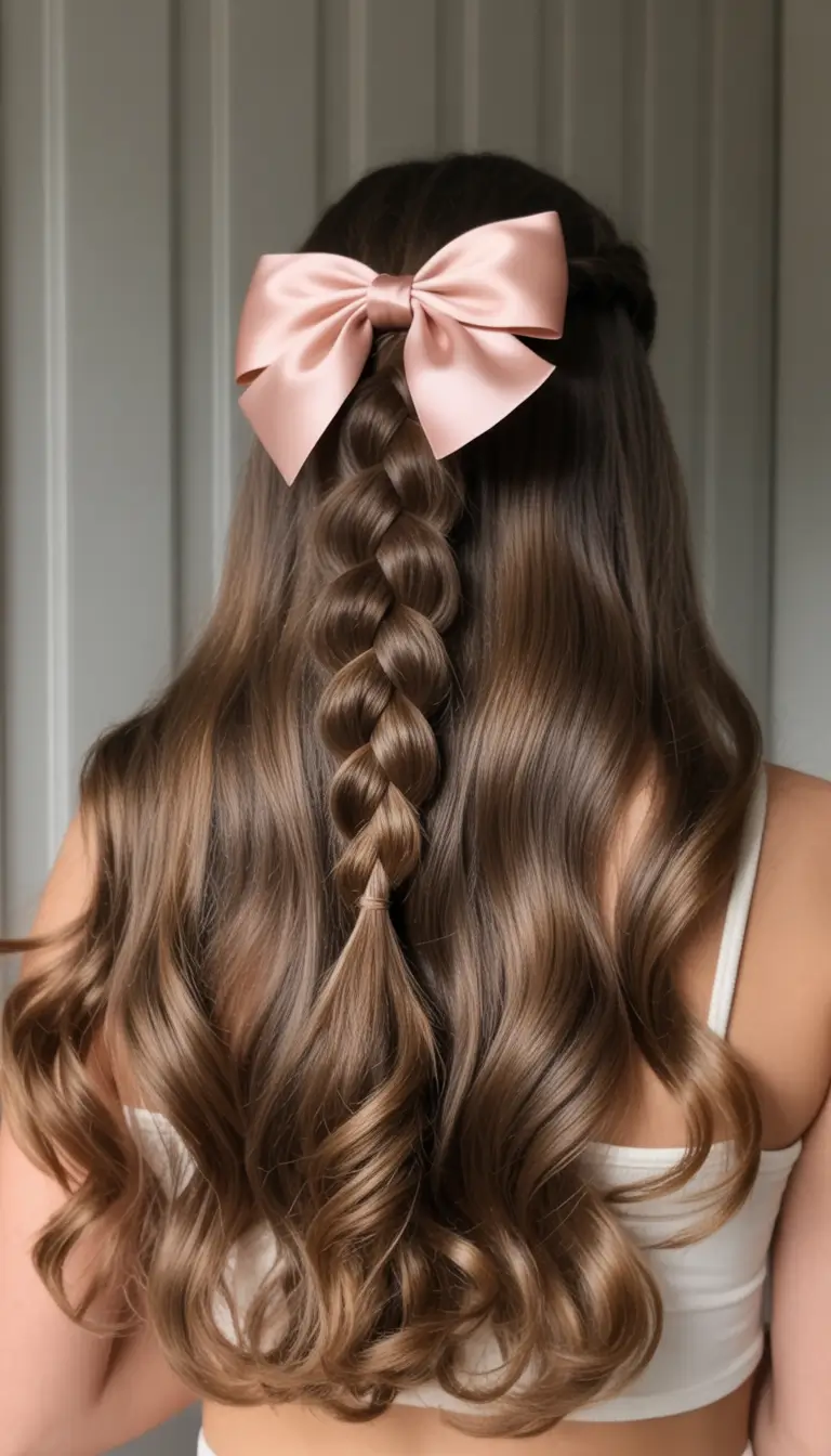 Fresh Summer Hairstyles for Teen Girls 2025+Half-Up Bubble Braid with Soft Curls