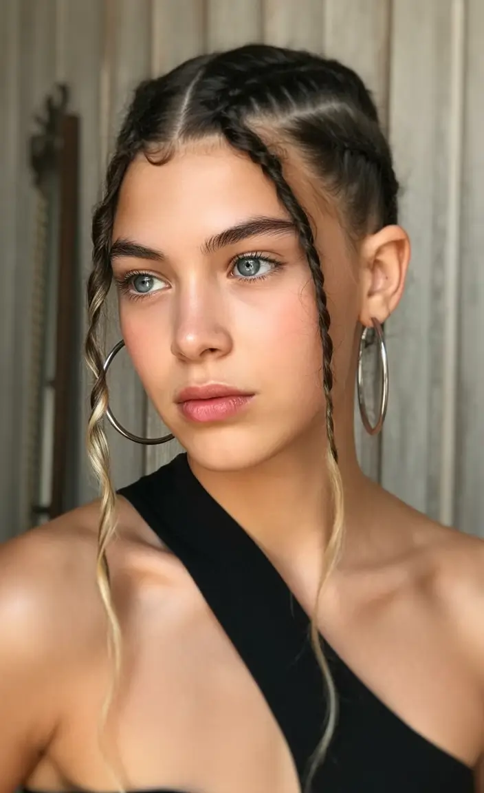 Fresh Summer Hairstyles for Teen Girls 2025+Face-Framing Twist Braids with Loose Tendrils