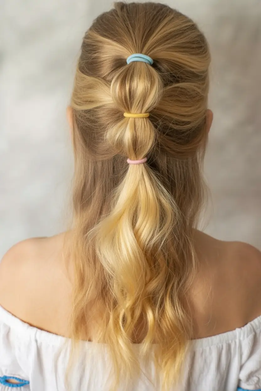 Fresh Summer Hairstyles for Teen Girls 2025 Bubble Ponytail with Soft Summer Vibes