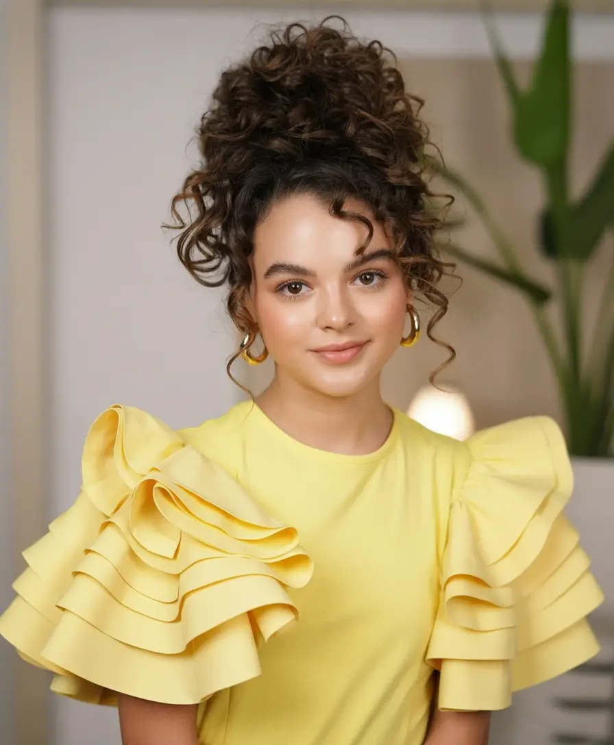Fresh Summer Hairstyles for Teen Girls 2025 Sky-High Spiral Crown