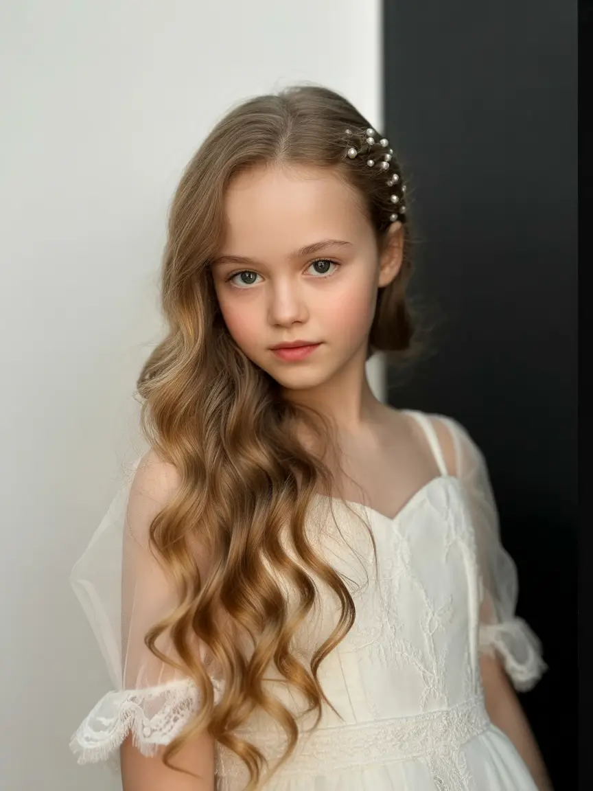 Fresh Summer Hairstyles for Teen Girls 2025 Romantic Pearl-Touched Waves