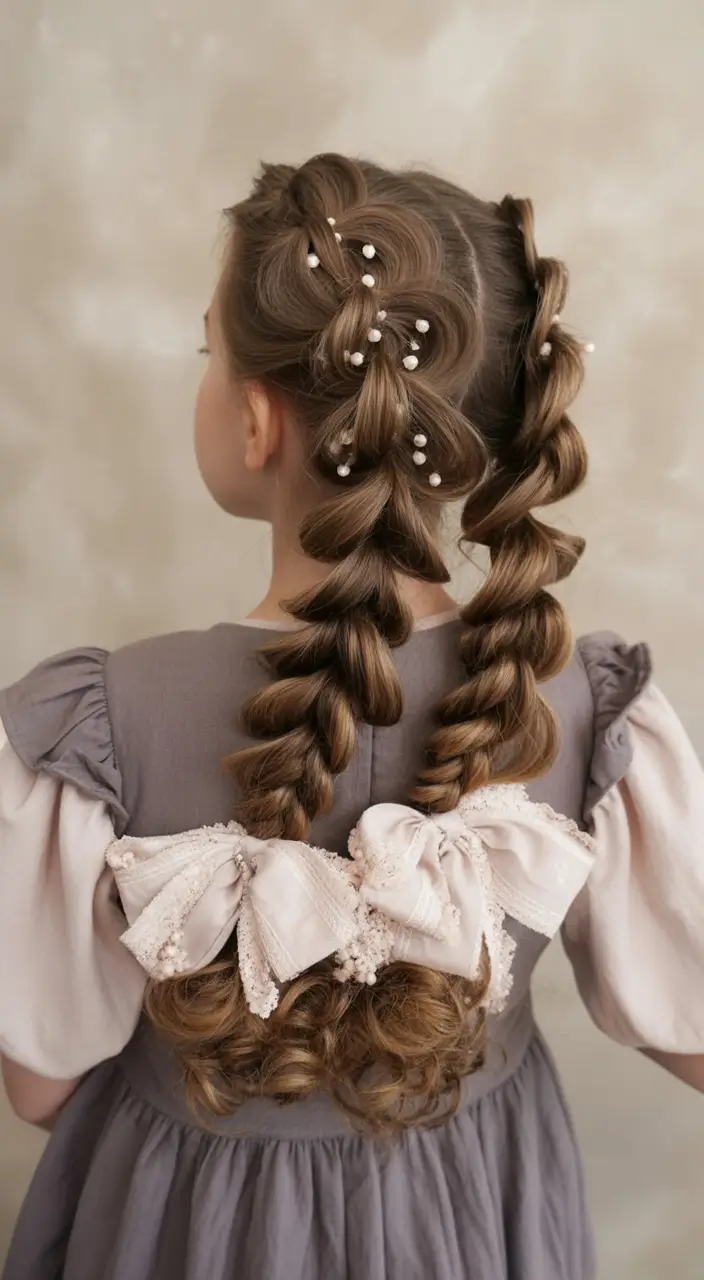 Fresh Summer Hairstyles for Teen Girls 2025+Twist Rope Braids with Pearl Detailing