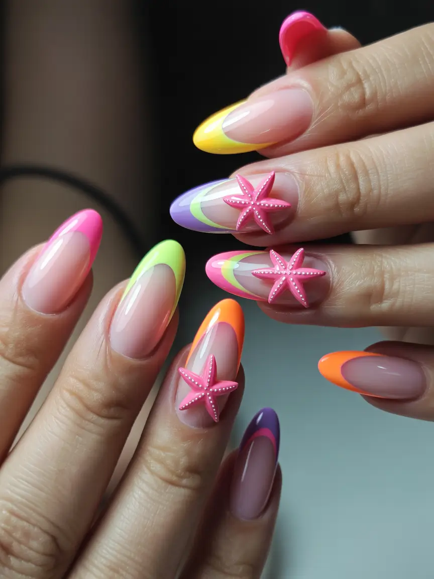 Fun Summer Nail Art Ideas 2025 Starfish Fantasy French Tips