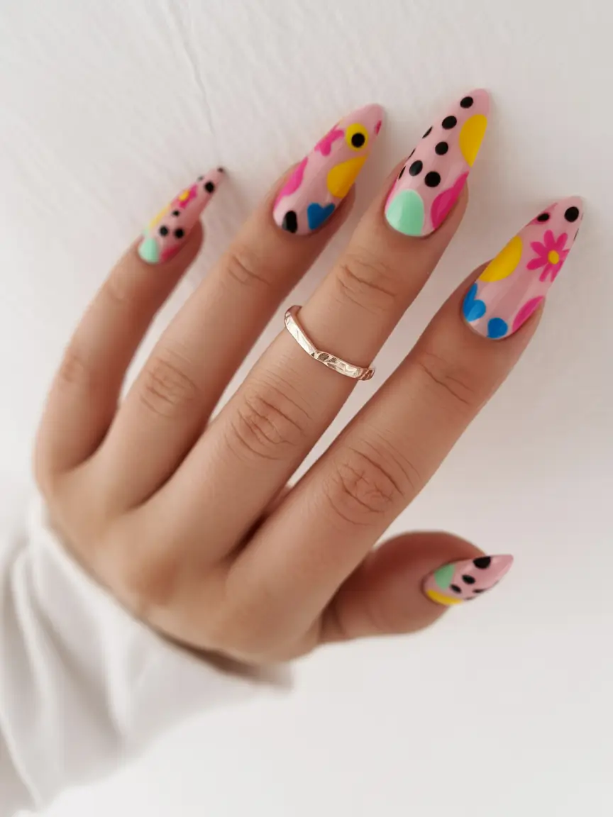 Fun Summer Nail Art Ideas 2025 Abstract Pop Art