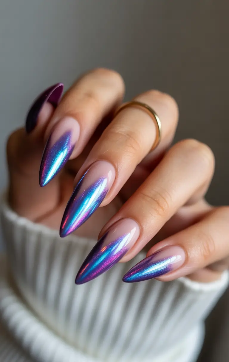 Glossy Gel Nail Designs for Summer 2025 Electric Chrome Shine