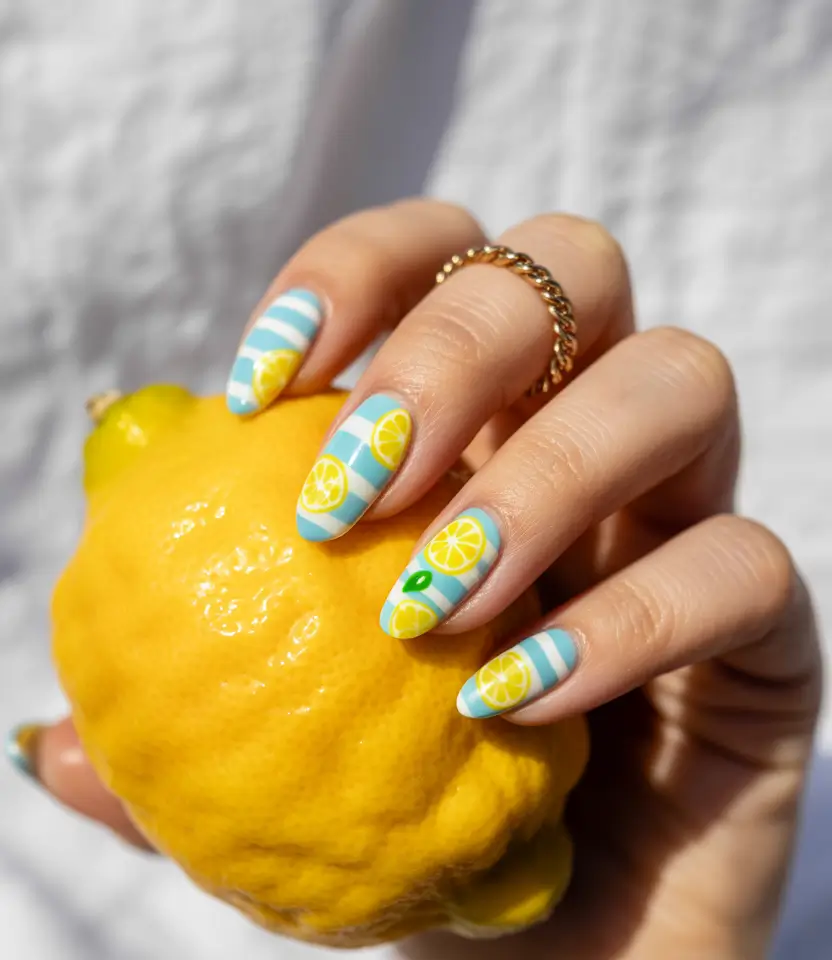 Glossy Gel Nail Designs for Summer 2025 - Lemonade Bliss