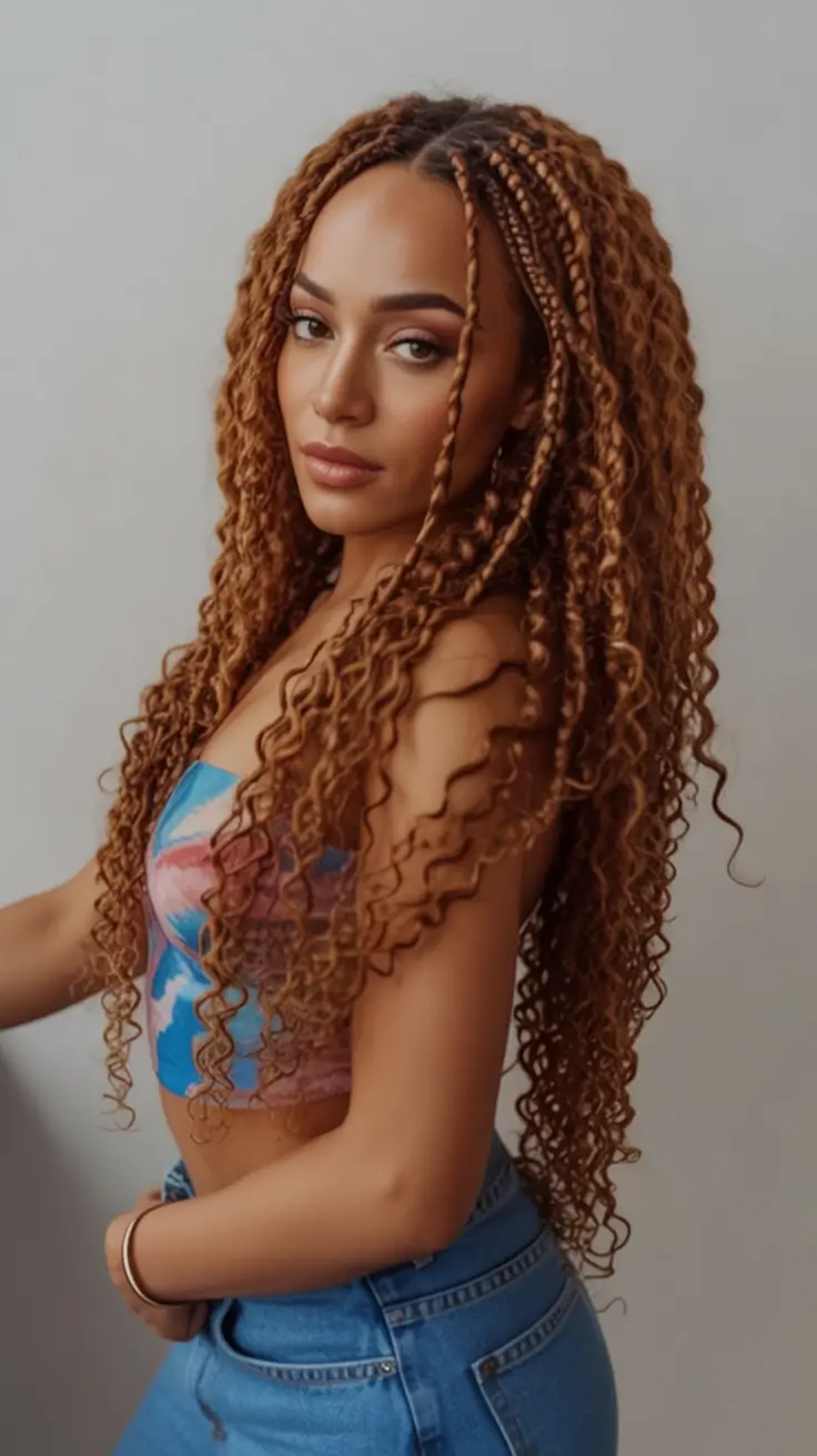 Gorgeous Braids for Black Women Summer 2025+Curly Ombre Braids With Golden Hue