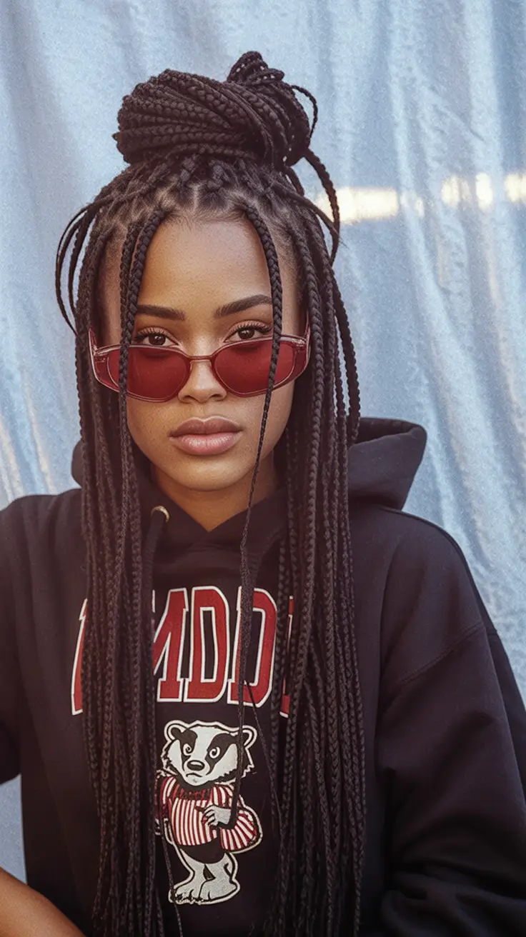 Gorgeous Braids for Black Women Summer 2025+Top Knot Half-Up Braids With Street Style Energy