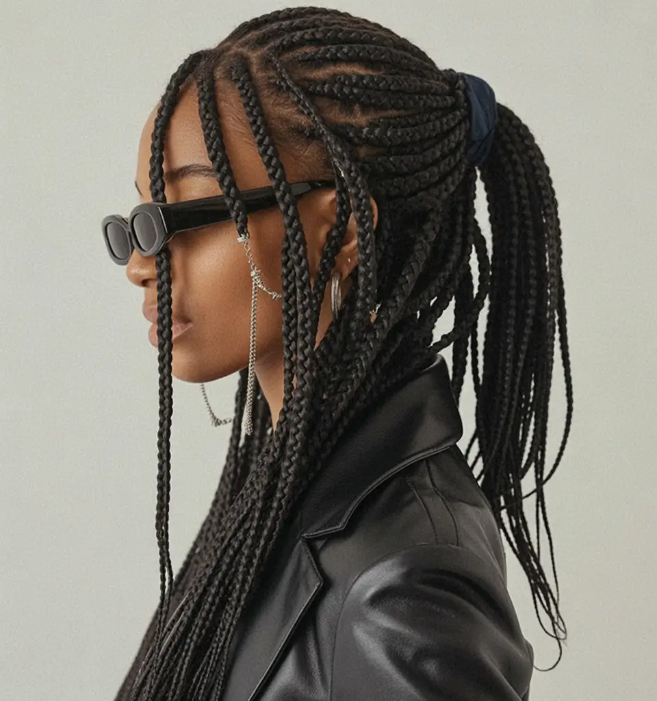 Gorgeous Braids for Black Women Summer 2025+Slick Braided Ponytail with Zig-Zag Parts