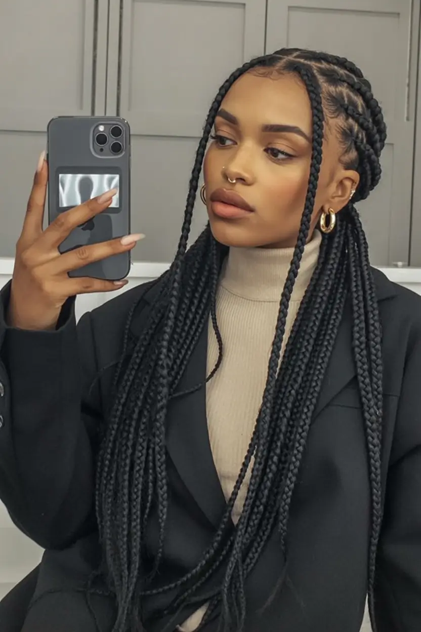 Gorgeous Braids for Black Women Summer 2025+Diagonal Crown Braids with Classic Length
