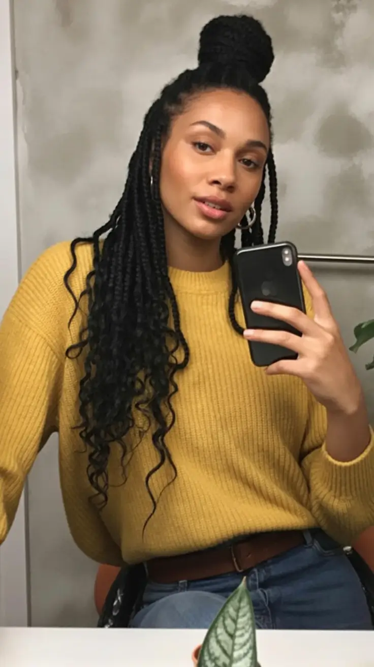Gorgeous Braids for Black Women Summer 2025+Textured Goddess Twists with High Bun
