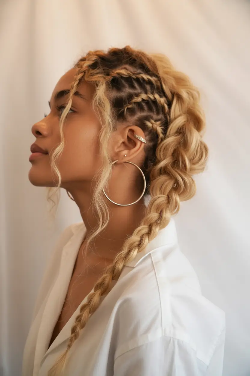 Gorgeous Braids for Black Women Summer 2025+Side-Swept Power Braid With Texture Play