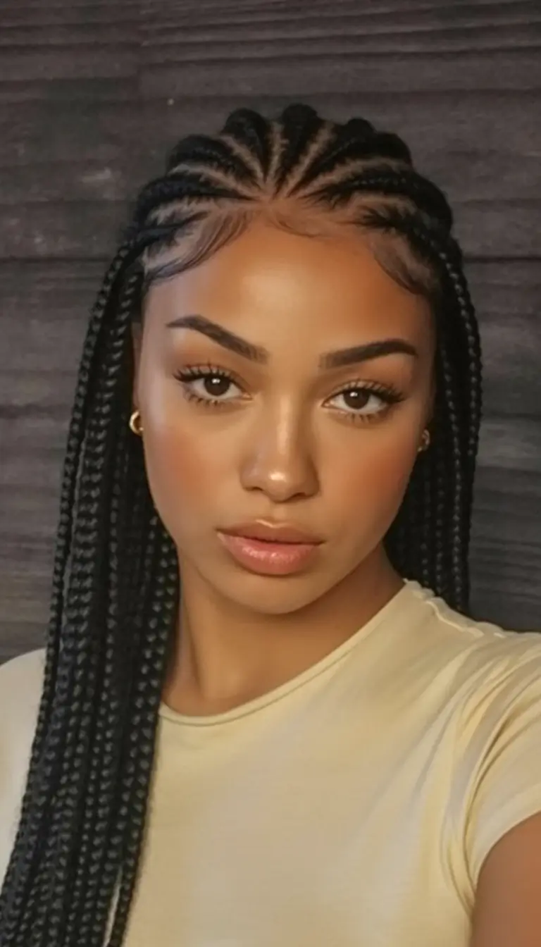 Gorgeous Braids for Black Women Summer 2025+Sleek Front Braids With Long-Length Drama