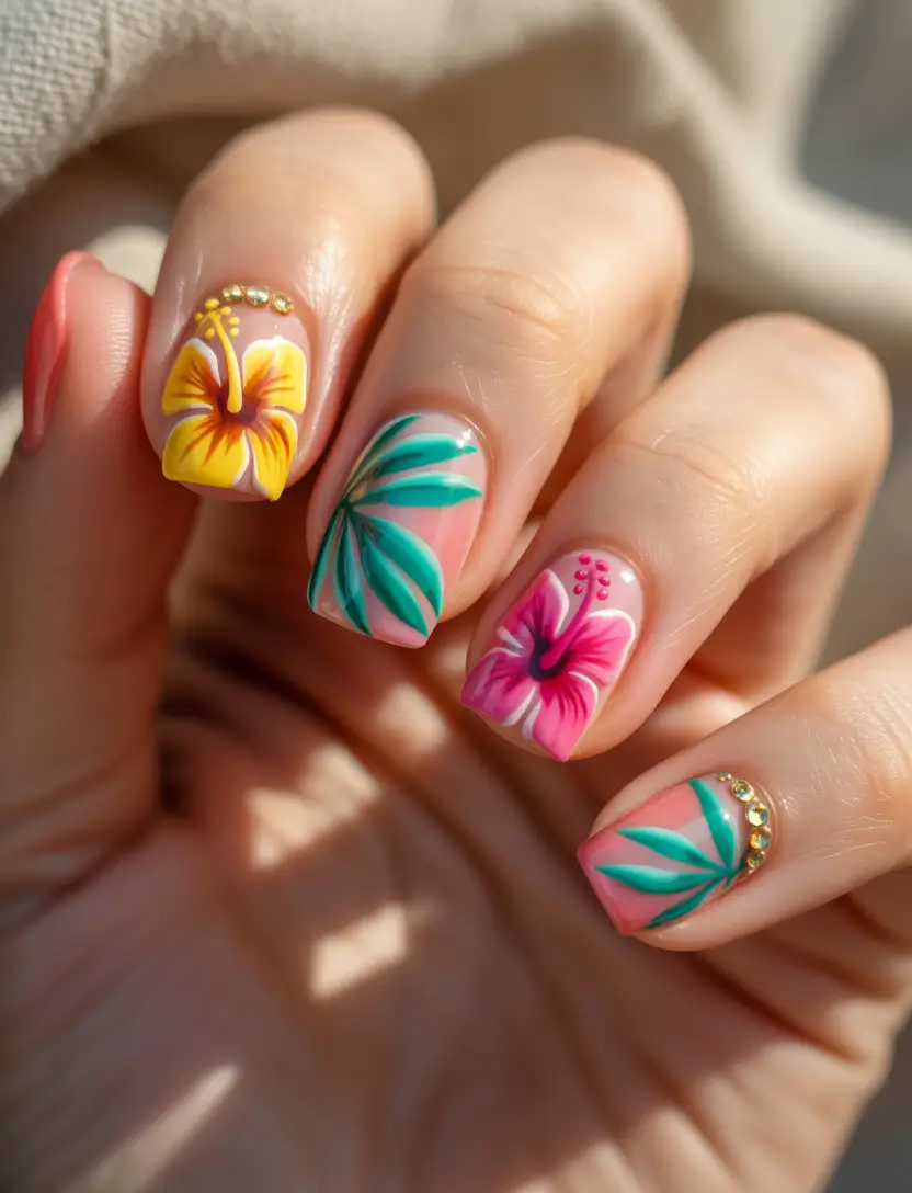 Hawaii Nail Inspo You’ll Love in 2025 Floral Drama Meets Island Glam