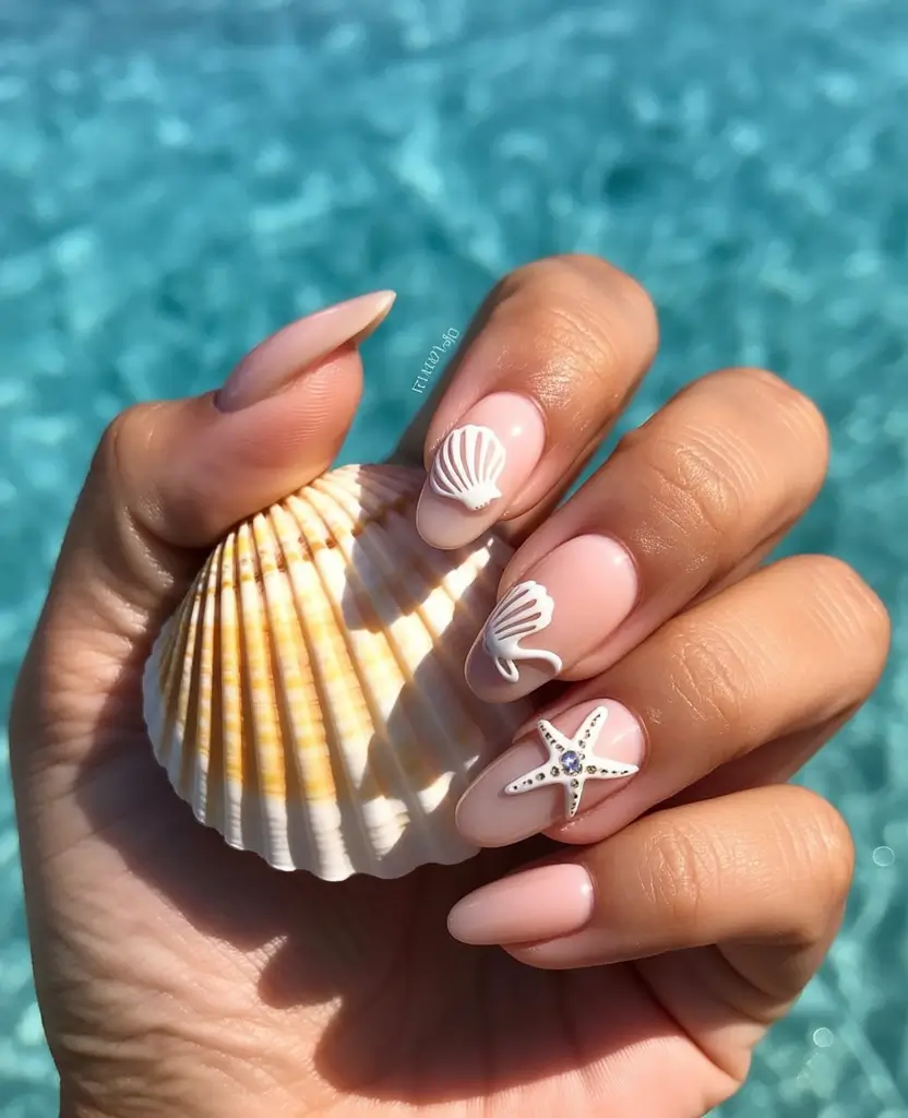 Hawaii Nail Inspo You’ll Love in 2025 Mermaid Core with a 3D Twist