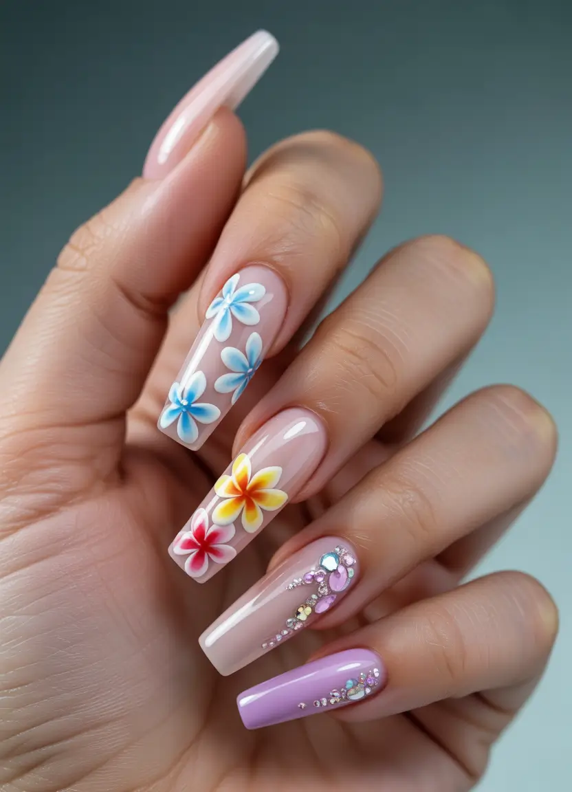 Hawaii Nail Inspo You’ll Love in 2025 Floral Fantasy for Hawaiian Vibes