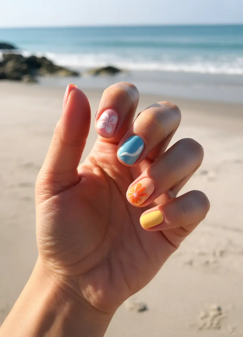 Hawaii Nail Inspo You’ll Love in 2025 Pastel Pop at the Shoreline