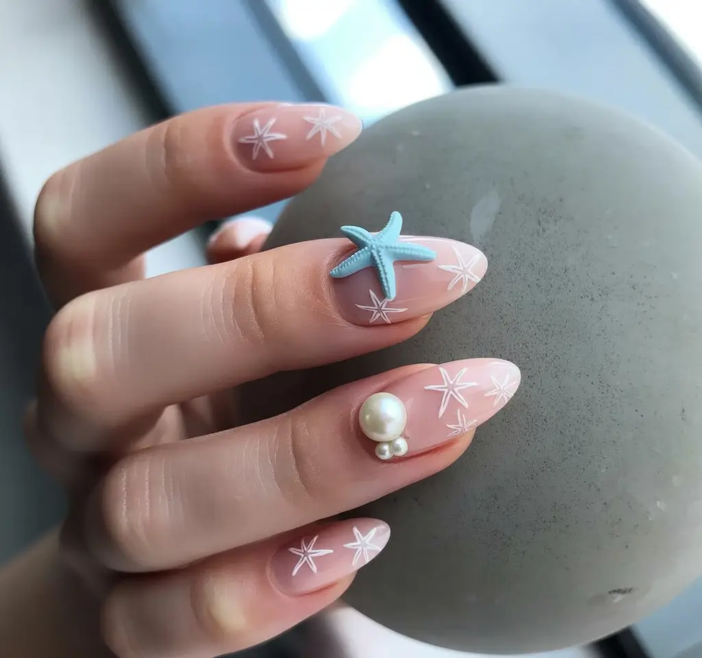 Hawaii Nail Inspo You’ll Love in 2025 Mermaid Chic with Pearls and Starfish