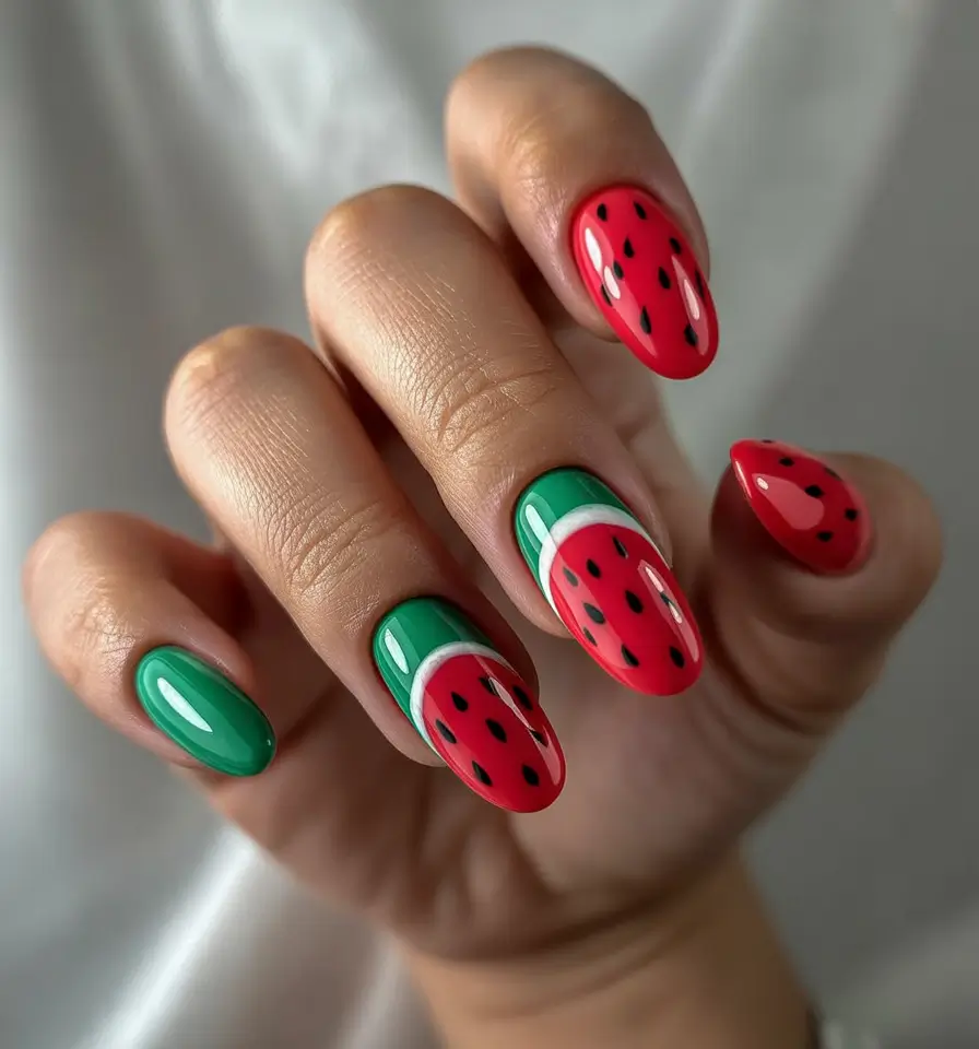 Juicy Watermelon Nails to Try in 2025 Classic Watermelon Rind Meets Glossy Realness