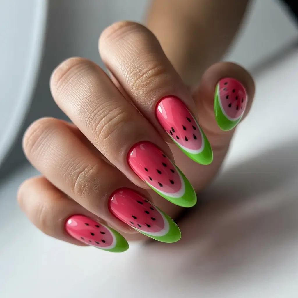 Juicy Watermelon Nails to Try in 2025 Glossy Summer Melon Perfection
