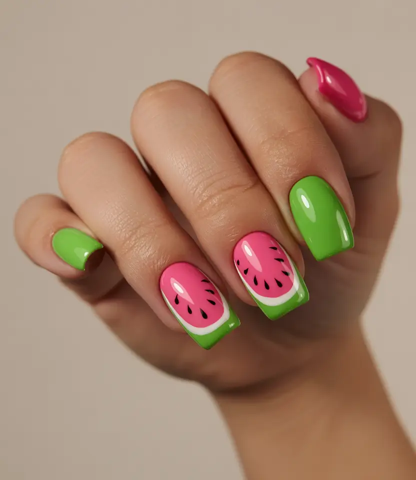 Juicy Watermelon Nails to Try in 2025 Minimalist Bold With High Contrast