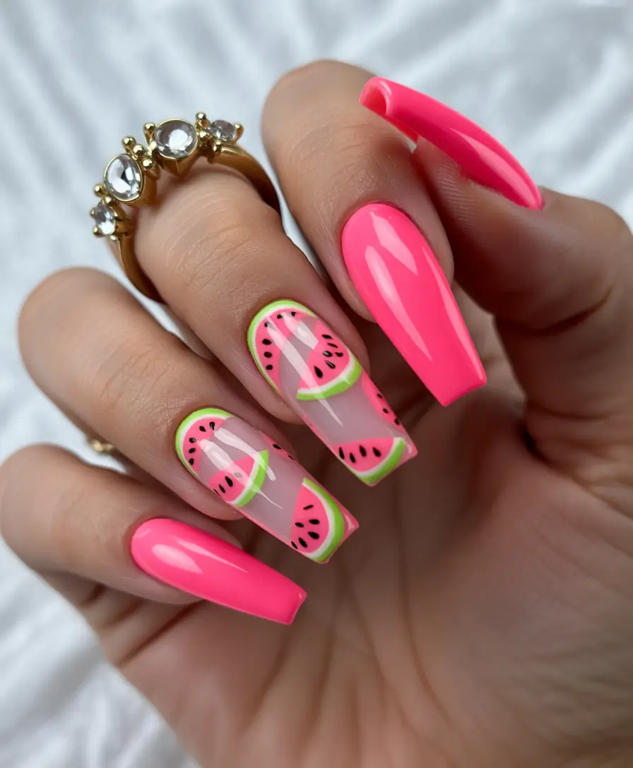 Juicy Watermelon Nails to Try in 2025 Barbiecore Meets Melon Dream
