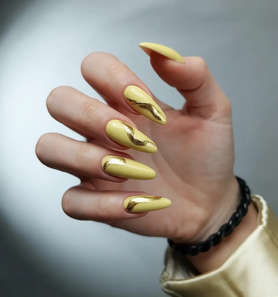 June 2025 Nail Colors Everyone’s Wearing - Sunny Gold Waves