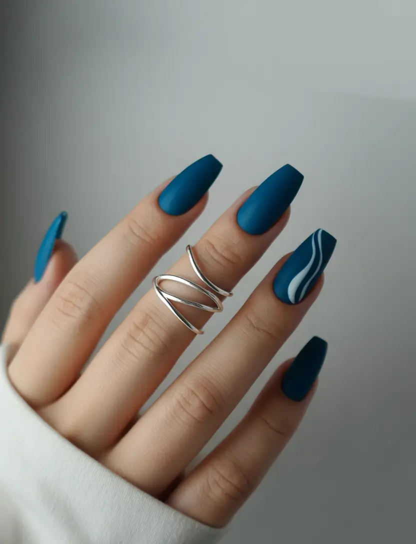June 2025 Nail Colors Everyone’s Wearing - Deep Blue Matte Dreams