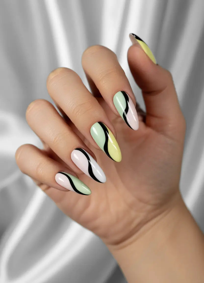 June 2025 Nail Colors Everyone’s Wearing - Pastel Abstract Elegance