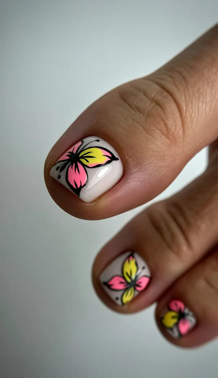 June 2025 Toe Nails for Sandal Season - Butterfly Garden Delight