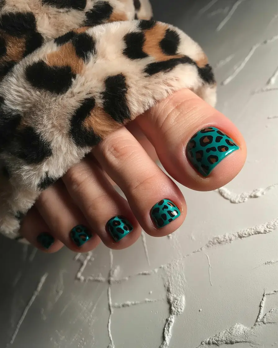 June 2025 Toe Nails for Sandal Season Wild Green Safari