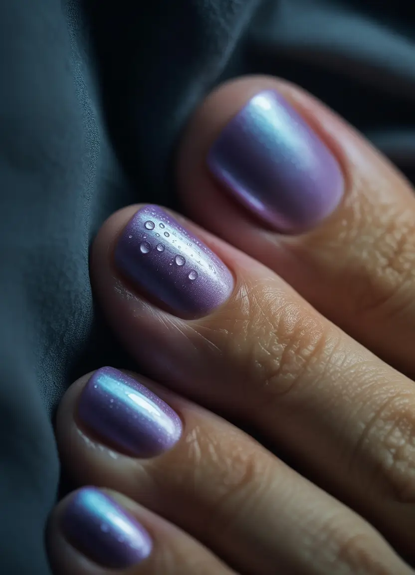 June 2025 Toe Nails for Sandal Season Lavender Raindrop Magic
