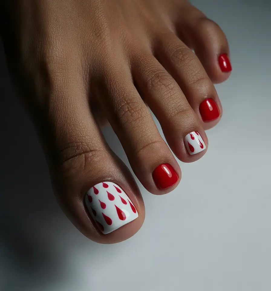 June 2025 Toe Nails for Sandal Season Bold Red Drama