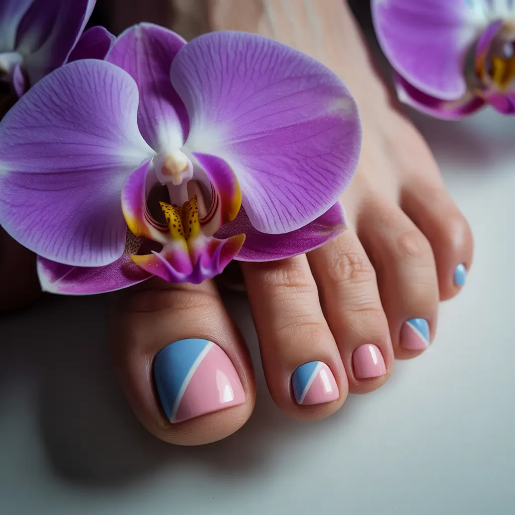 June 2025 Toe Nails for Sandal Season - Orchid Dream Harmony